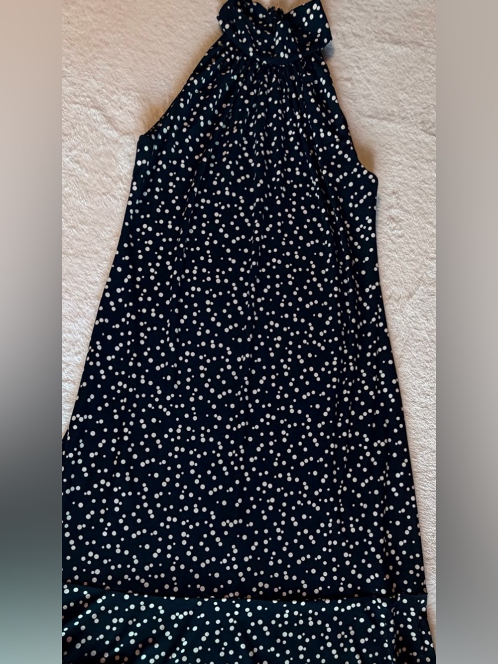 Ralph Lauren Polka Dot Halter Dress Size 4 Navy White Ruffle Hem